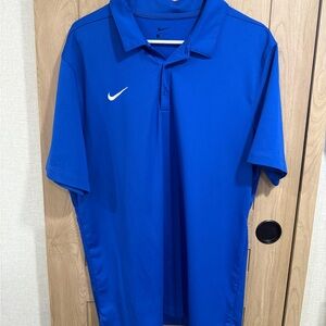 Nike Men's Royal Blue Polo Shirt with White Swoosh